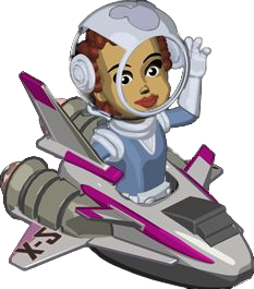 VMK girl in a space ship waving